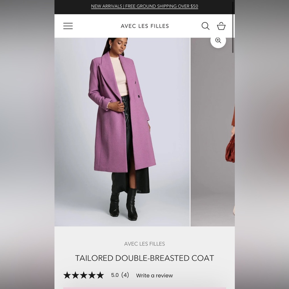 NWT AVEC LES FILLES TAILORED DOUBLE-BREASTED COAT